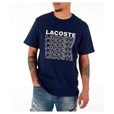 Shop Lacoste Men's Allover Print T-shirt In Blue