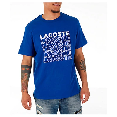 Shop Lacoste Men's Allover Print T-shirt In Blue