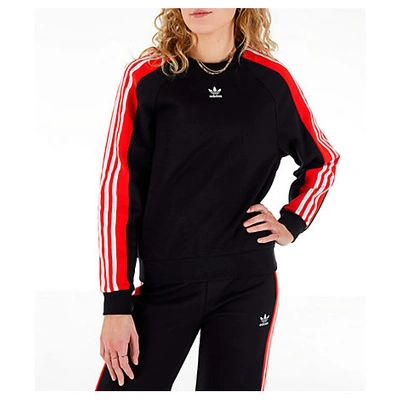 Adidas Originals Adidas Women's Originals Panel Crew Sweatshirt In Black /  Red | ModeSens
