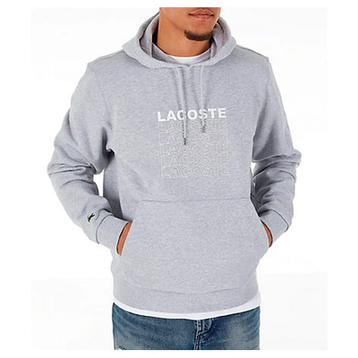 Shop Lacoste Men's Allover Print Hoodie In Grey Size Large Cotton/fleece