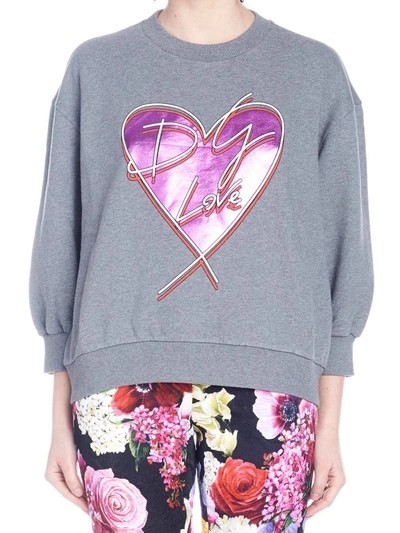 Shop Dolce & Gabbana Dg Love Sweatshirt In Grey