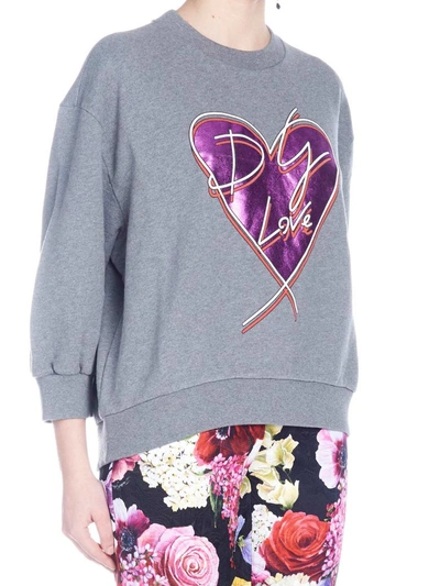 Shop Dolce & Gabbana Dg Love Sweatshirt In Grey