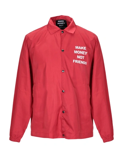 Shop Make Money Not Friends Double Breasted Pea Coat In Red