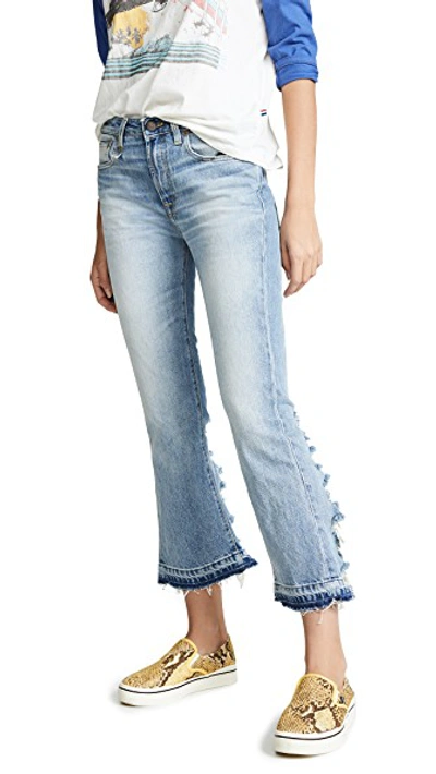 Shop R13 Kick Fit Jeans In Mason Blue With High Shredding