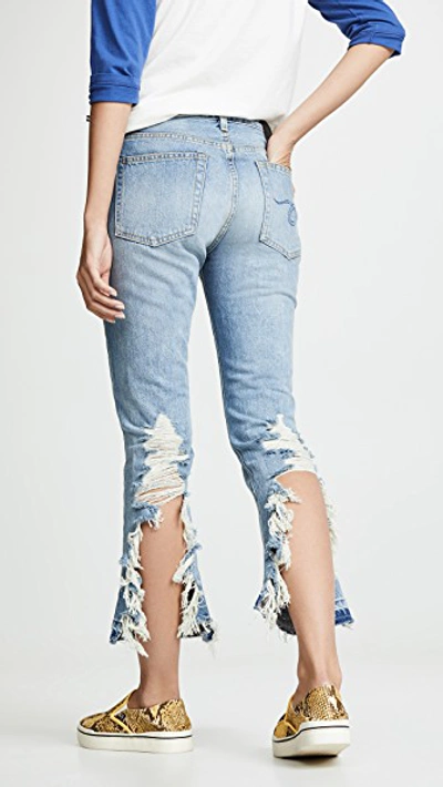 Shop R13 Kick Fit Jeans In Mason Blue With High Shredding