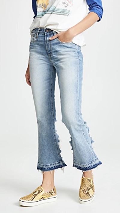 Shop R13 Kick Fit Jeans In Mason Blue With High Shredding