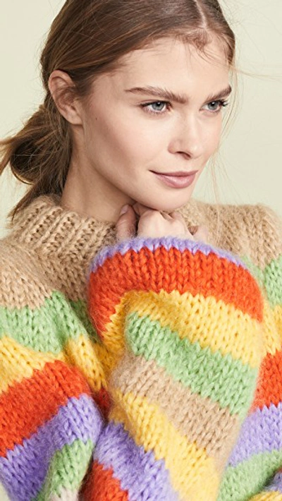 Shop Ganni Hand Knit Wool Mohair Sweater In Multicolor