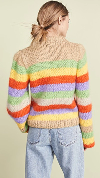 Shop Ganni Hand Knit Wool Mohair Sweater In Multicolor