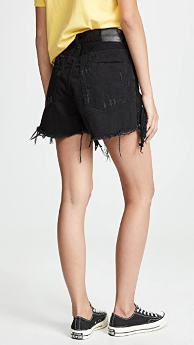Shop R13 Shredded Slouch Shorts In Black Sequins