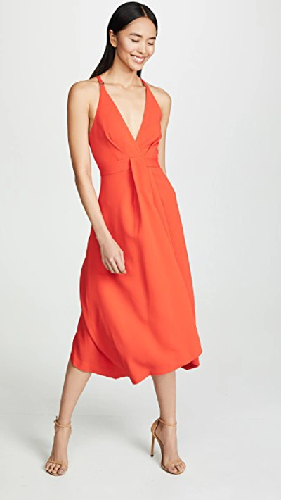 Shop Dion Lee Suspended Loop Dress In Vermillion