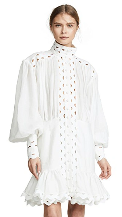 Shop Zimmermann Ninety-six Wave Dress In Ivory