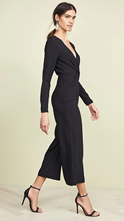 Shop Self-portrait Twist Front Jumpsuit In Black