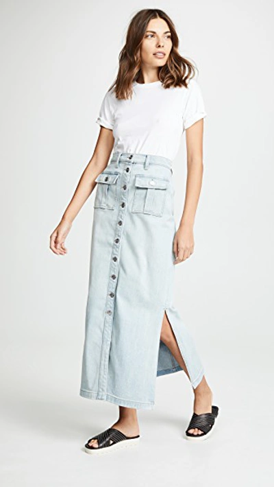 Shop Current Elliott The Surfview Maxi Skirt In Blue Wave