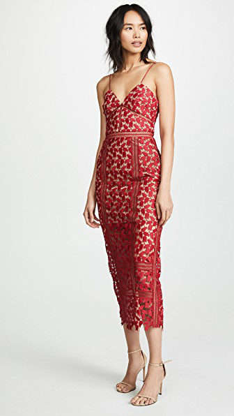 arabella lace midi dress