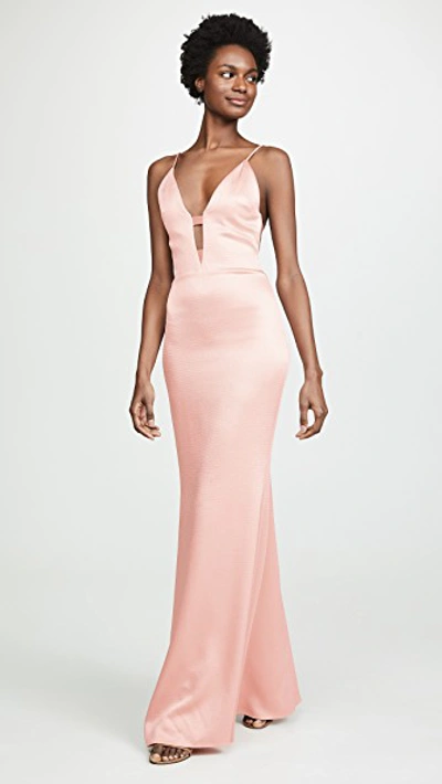 Shop Cushnie Plunging Sleeveless Gown In Pink Sand