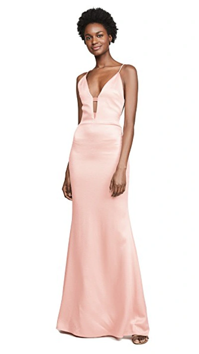 Shop Cushnie Plunging Sleeveless Gown In Pink Sand