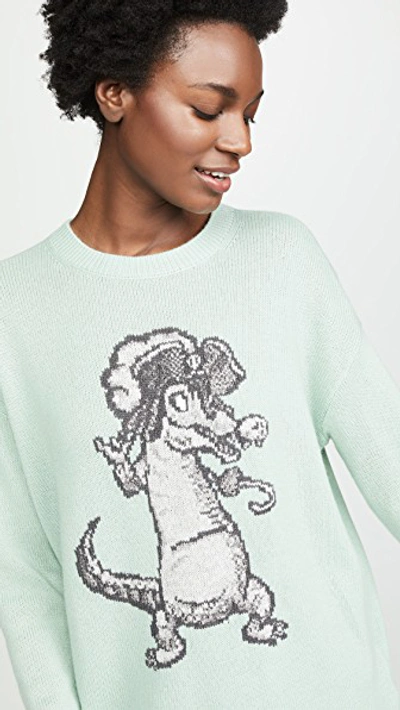 Shop Coach 1941 X Disney Oversize Crocodile Intarsia Sweater In Mint