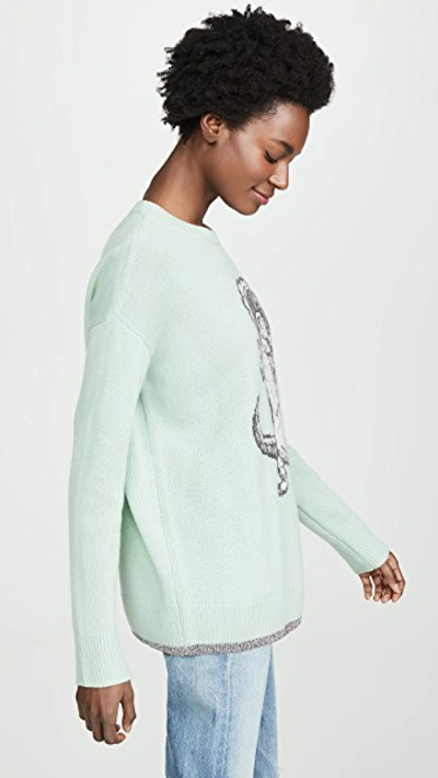 Shop Coach 1941 X Disney Oversize Crocodile Intarsia Sweater In Mint