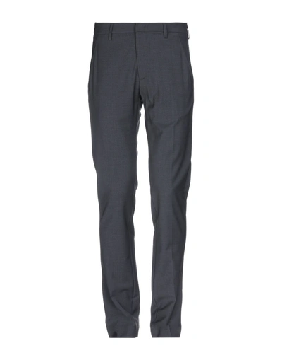 Shop Dondup Man Pants Steel Grey Size 30 Polyester, Virgin Wool, Elastane