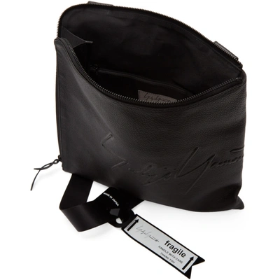 Shop Yohji Yamamoto Black Logo Messenger Bag