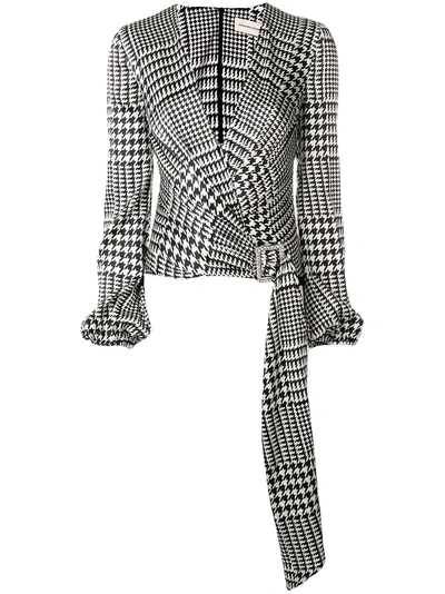 Shop Alexandre Vauthier Houndstooth Wrap Bodysuit - White