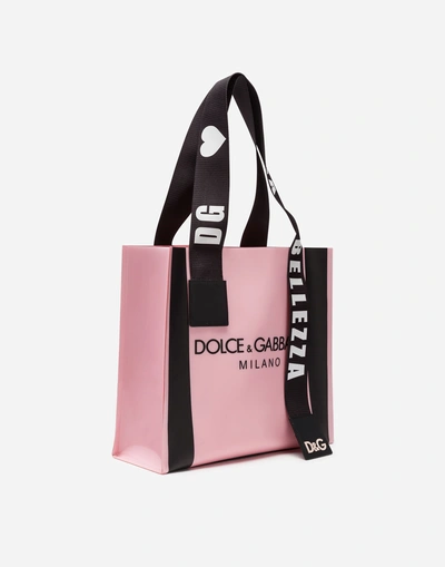 Shop Dolce & Gabbana Pvc Street Shopping Bag With Logo In Pink