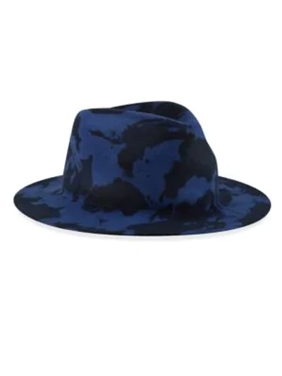 Shop New Era Wide-brim Tie-dye Wool Felt Fedora In Blue