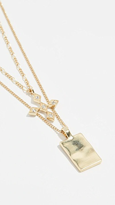 Shop Luv Aj The Diamond Kite Dog Tag Necklace In Yellow Gold