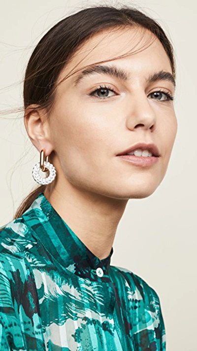 Shop Marc Jacobs Pave Ring Hoops Earrings In Crystal/gold