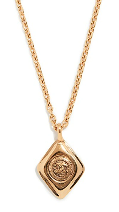Pre-owned Chanel Diamond Pendant Necklace In Gold