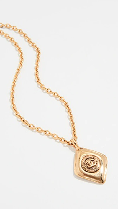 Pre-owned Chanel Diamond Pendant Necklace In Gold