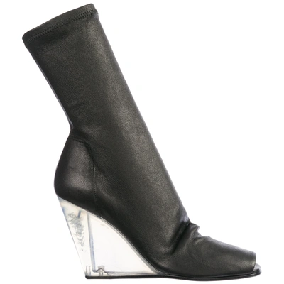 Shop Rick Owens Women's Leather Heel Boots In Black