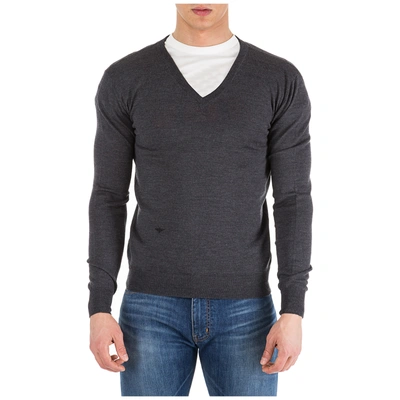 Shop Dior Men's V Neck Jumper Sweater Pullover In Grey