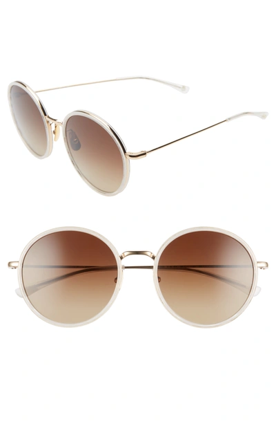 Shop Salt Audrey 56mm Polarized Round Sunglasses - White Gold/ Blue