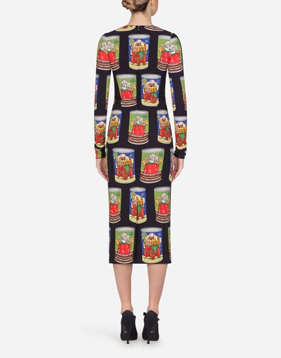 Shop Dolce & Gabbana Form-fitting Tin-print Dress In Black