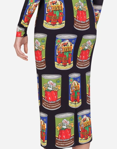 Shop Dolce & Gabbana Form-fitting Tin-print Dress In Black