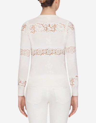 Shop Dolce & Gabbana Silk Cardigan In White