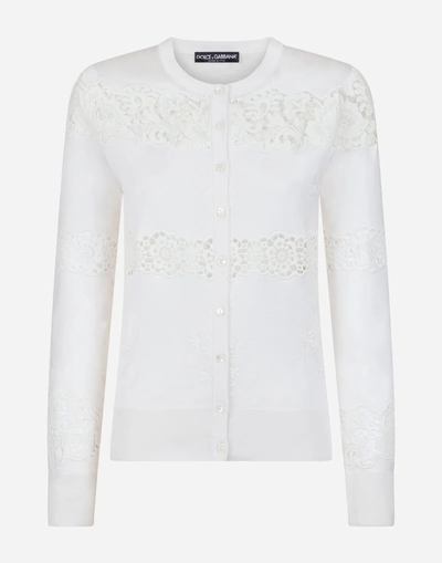 Shop Dolce & Gabbana Silk Cardigan In White