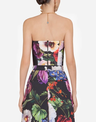 Shop Dolce & Gabbana Floral-print Cotton Bustier In Floral Print