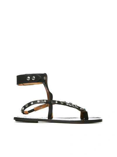 Shop Isabel Marant Studded Ankle Strap Sandals In Black
