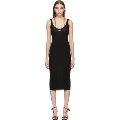 Shop Off-white Black Knit Basic Long Dress