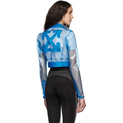 OFF-WHITE 蓝色 PVC 短款机车夹克