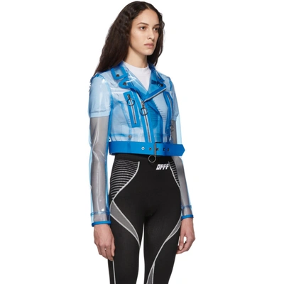 OFF-WHITE 蓝色 PVC 短款机车夹克