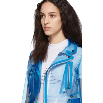 OFF-WHITE 蓝色 PVC 短款机车夹克
