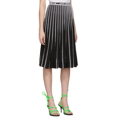 Shop Off-white Black And White Knit Plisse Skirt In Black/white