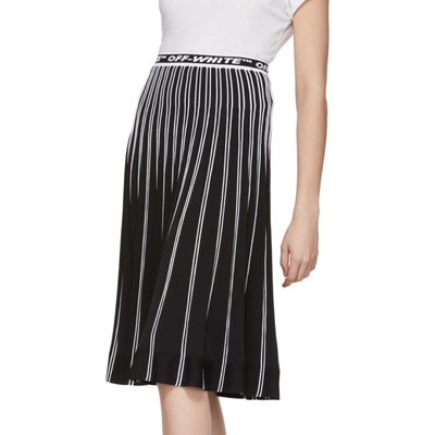 Shop Off-white Black And White Knit Plisse Skirt In Black/white