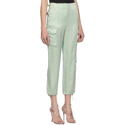Shop Off-white Green Logo Trousers In Light Green