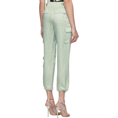 Shop Off-white Green Logo Trousers In Light Green