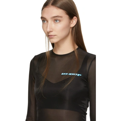 Shop Off-white Black Logo Bodysuit In Black/blue