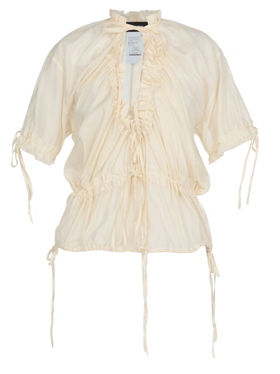 Shop Dsquared2 Silk Blend Blouse In Off White